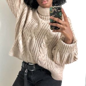 H&M Premium Quality Beige Turtleneck Knit Sweater